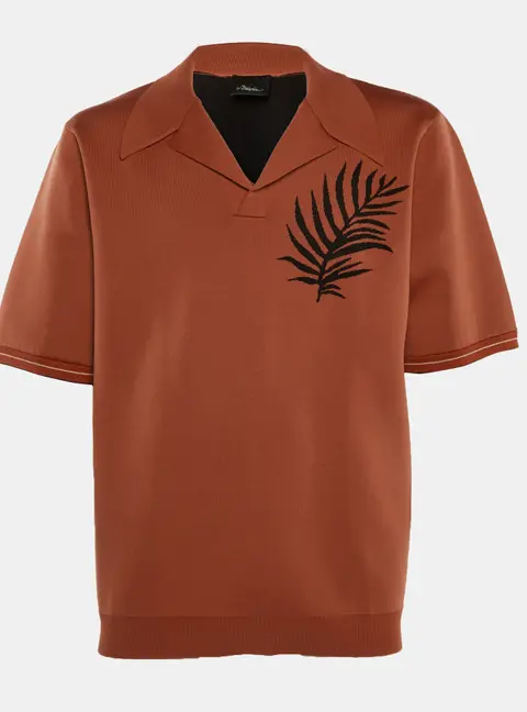 3.1 Phillip Lim Burt Orange Patterned Stretch Knit Shirt L