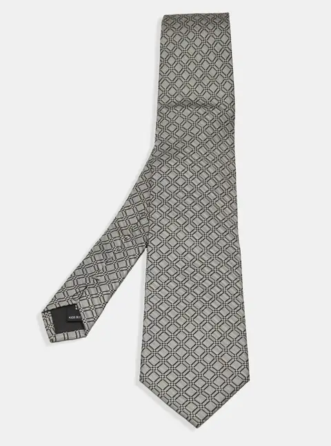 S.T. Dupont Grey Geometric Pattern Tie