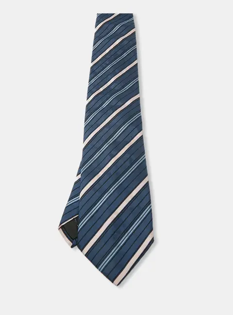 S.T. Dupont Blue Diagonal Striped Silk Tie
