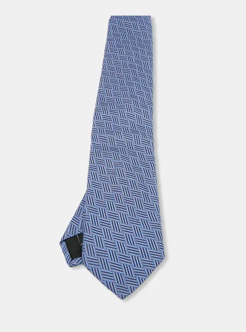 S.T. Dupont Blue Patterned Silk Tie