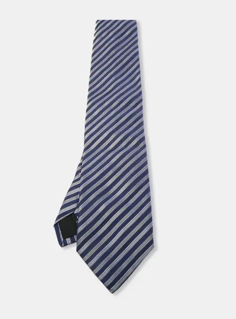 S.T. Dupont Blue Diagonal Striped Silk Tie