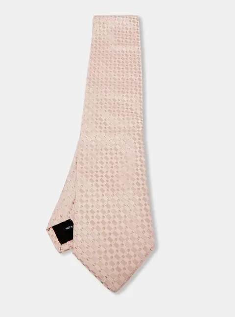 S.T. Dupont Pink Check Pattern Silk Tie