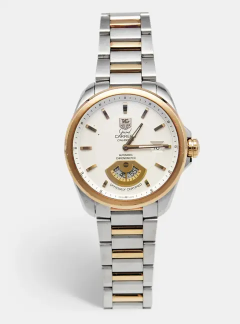 Tag Heuer Grand Carrera WAV515B.BD0903 Silver Dial 18k Yellow Gold Stainless Steel Men's Wristwatch 40 mm