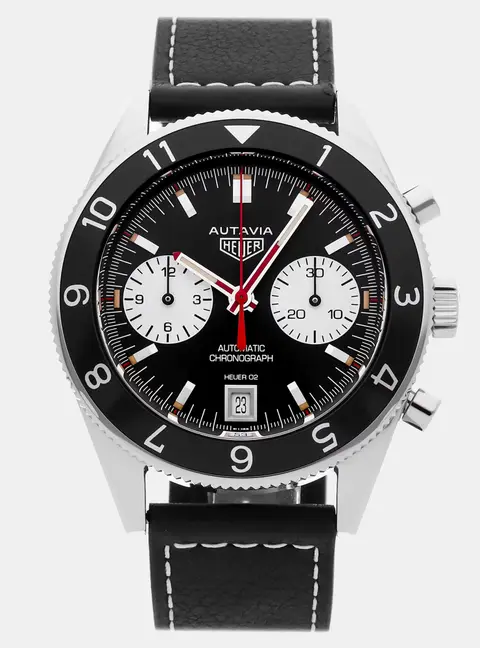 Tag Heuer Autavia Calibre Heuer 02 Chronograph CBE2118.FC8246 Black Stainless Steel Automatic Men's Wristwatch 42MM