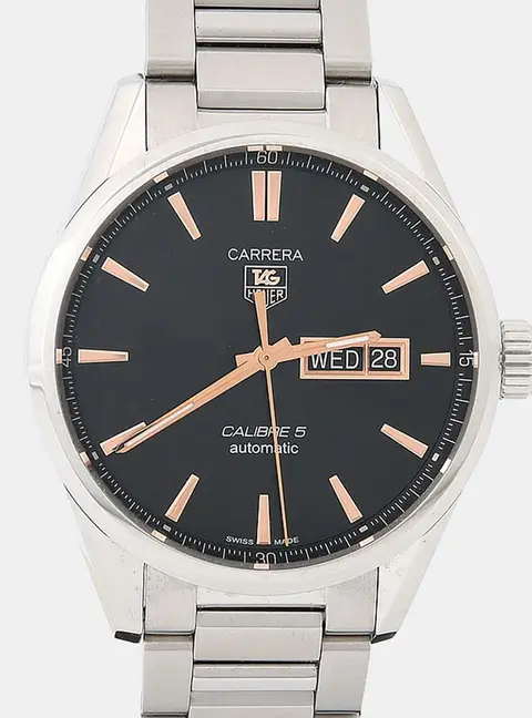 Tag Heuer Carrera Calibre 5 WAR201C-1 Black Stainless Steel Automatic Men's Wristwatch 41mm