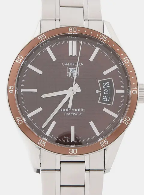 Tag Heuer Carrera Calibre 5 WV211N.BA0787 Brown Stainless Steel Automatic Men's Wristwatches 39.5mm