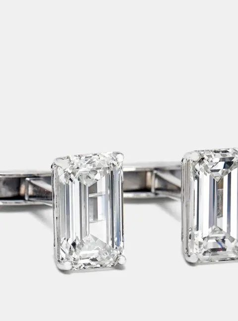 16 cts Emerald Cut and Princess Cut Lab Grown Diamonds 18k White Gold Cufflinks