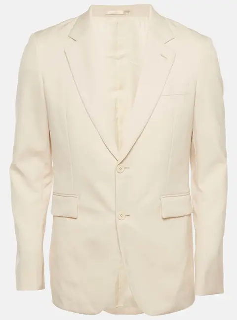 The Row Cream Wool Blend Single Breasted Blazer S
