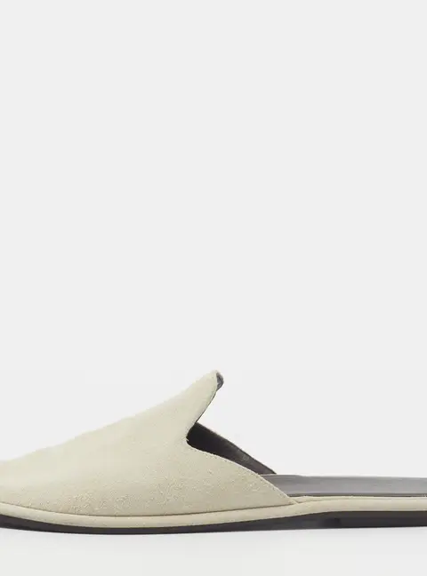 The Row Neutral Roger Size 41 Grey Suede Flat Mules