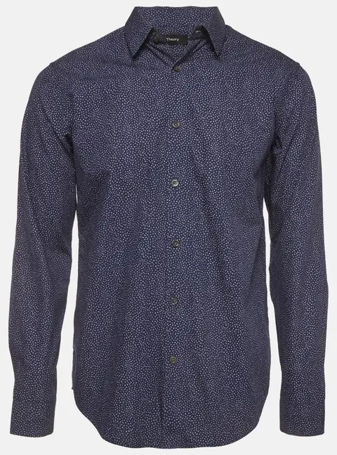 Theory Navy Blue Speck Print Cotton Irving Button Up Shirt M