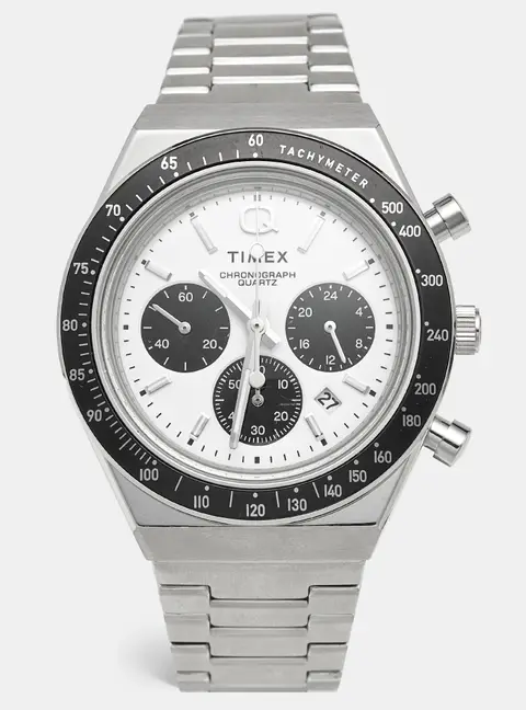 Timex Q TW2W53300 Black/White Dial Stainless Steel Men's Wristwatch 40 mm