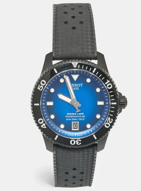 Tissot Seastar T120.807.37.041.00 Blue Dial PVD Coated Stainless Steel Rubber Men's Wristwatch 40 mm