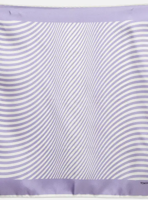 Tom Ford Light Purple Stripe Silk Pocket Square
