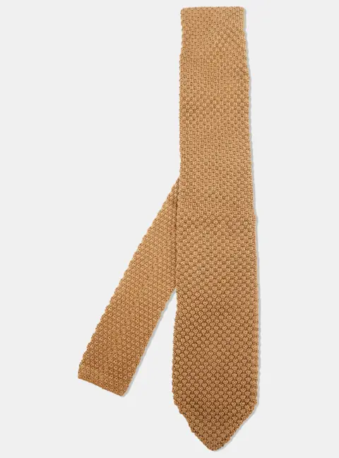 Tom Ford Beige Silk Satin Knit Classic Tie