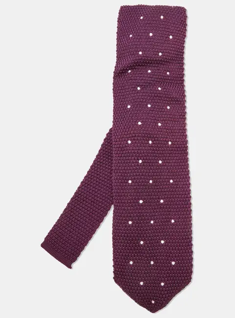 Tom Ford Purple Polka Dot Silk Knit Classic Tie