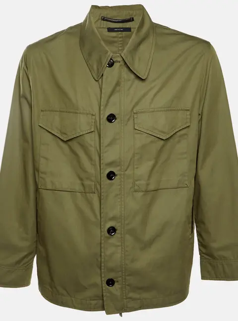 Tom Ford Sage Green Gabardine Zip-Up Enzyme Field Jacket XXXL
