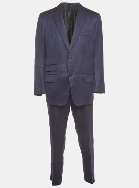 Tom Ford Navy Blue Wool Blend Single Breasted Suit XL