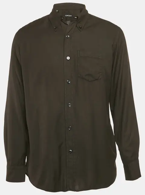 Tom Ford Black Cotton Long Sleeve Shirt XL