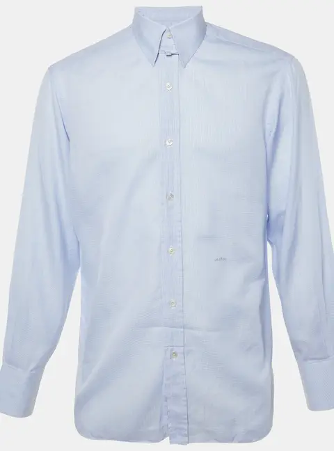 Tom Ford Blue Cotton Made to Measure Long Sleeve Shirt L
