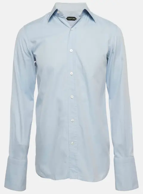 Tom Ford Blue Cotton Button Front Shirt S