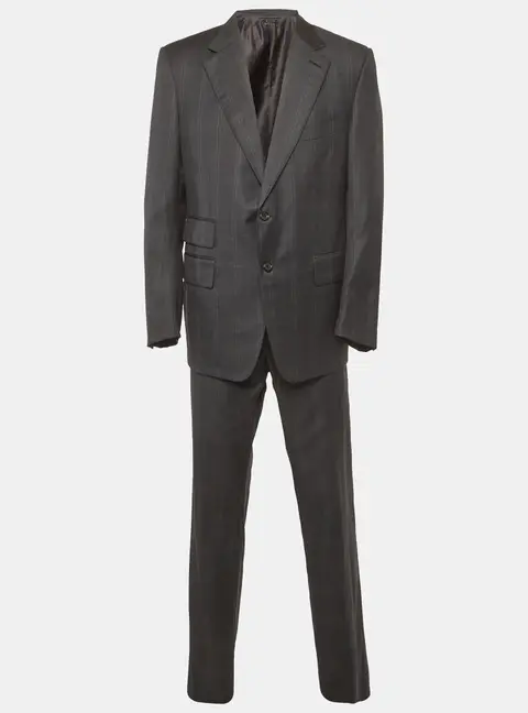 Tom Ford Black Check Pattern Wool Regular Fit Suits XXXL