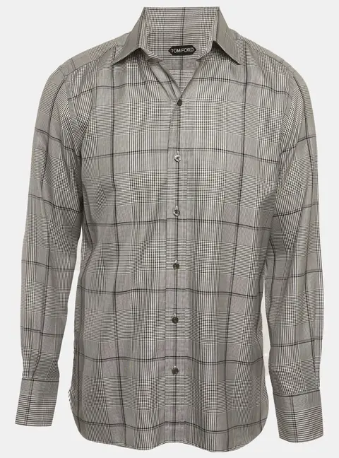 Tom Ford Houndstooth Cotton Long Sleeve Shirt XL