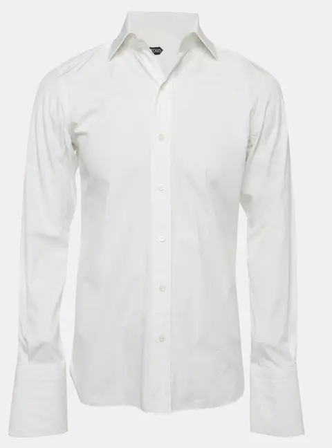Tom Ford White Cotton French Cuff Button Up Shirt M