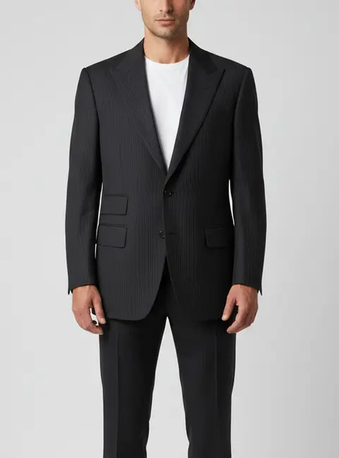 Tom Ford Navy Blue Pin Striped Wool Single Breasted Blazer L