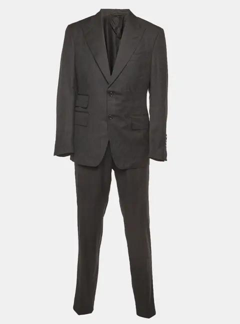 Tom Ford Black Pin Striped Wool Shelton Suit XL