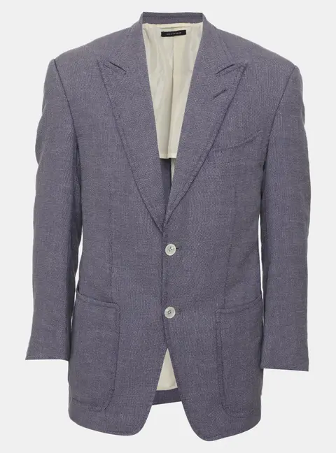 Tom Ford Purple Linen Blend Single Breasted Blazer L