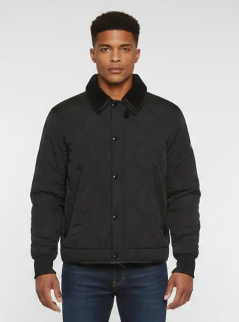 Tom Ford Black Quilted Synthetic Shearling Trim Jacket M