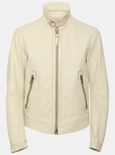 Tom Ford White Leather Blouson Jacket S