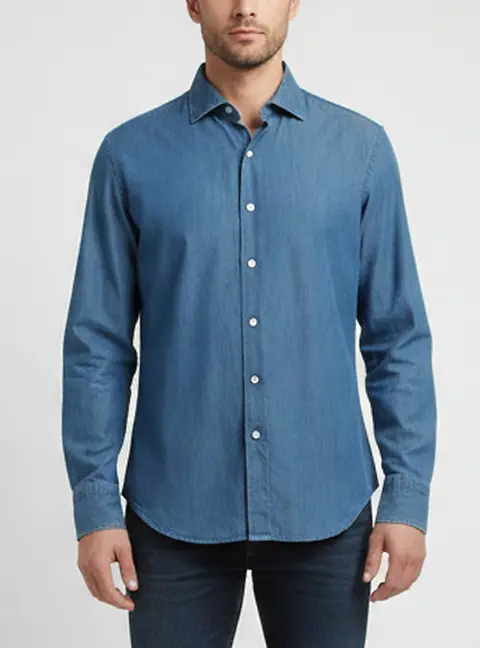Tom Ford Blue Chambray Long Sleeve Shirt XL