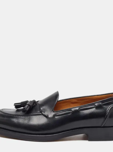 Tom Ford Size 44 Black Leather Tassel Loafers