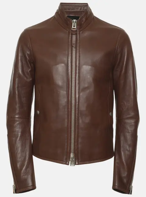 Tom Ford Brown Leather Zip Jacket S