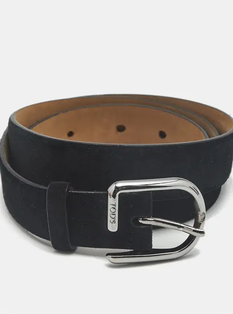 Tod's 95 CM Buckle Belt Black Suede