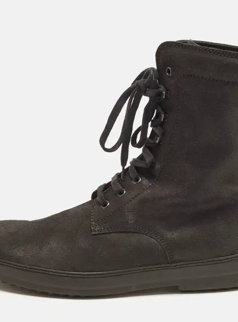 Tod's Gommino Size 42 Black Suede Combat Boots