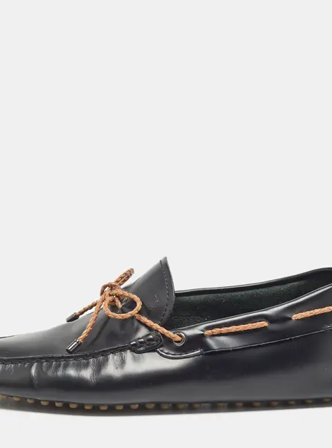 Tod's Black Leather Bow Slip-On Loafers Size 40