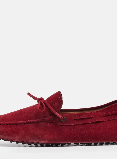 Tod's Dark Red Suede Bow Loafers Size 42