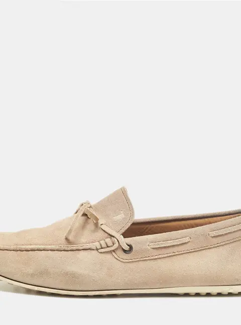 Tod's Beige Suede Bow Loafers Size 42