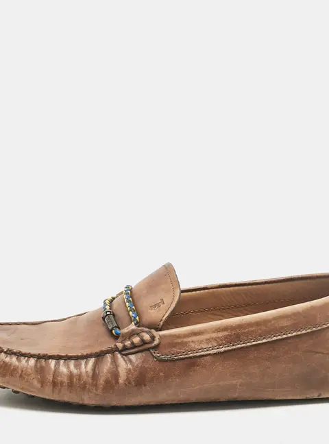 Tod's Brown Leather Slip On Loafers Size 42.5