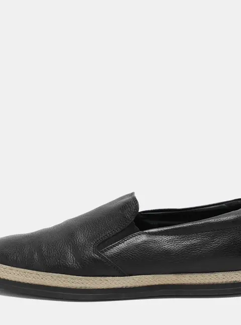 Tod's Black Leather Espadrille Loafers Size 41.5