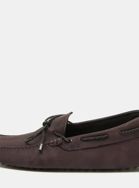 Tod's Dark Purple Nubuck Leather Slip On Driver Loafers Size 39.5