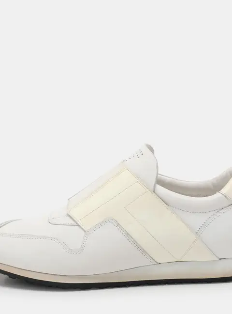 Tod's White Elastane and Leather Low Top Slip On Sneakers Size 40