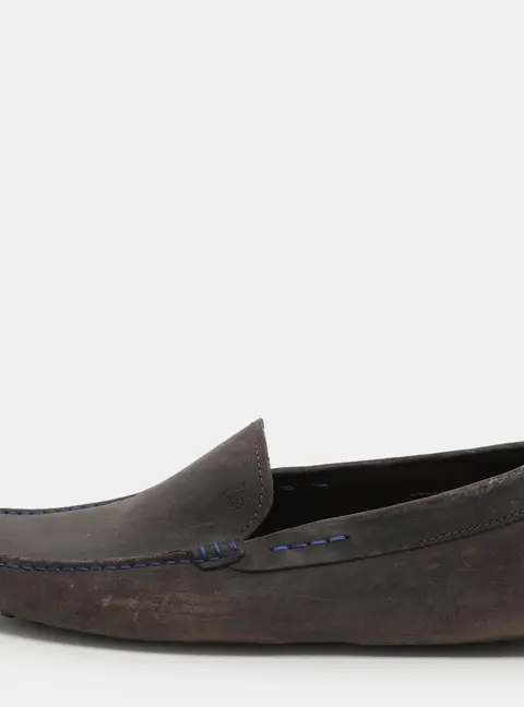 Tod's Size 39.5 Grey Nubuck Leather Loafers