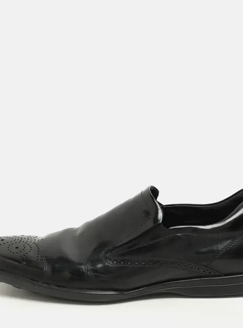Tod's Size 44.5 Black Patent Leather Moccasins