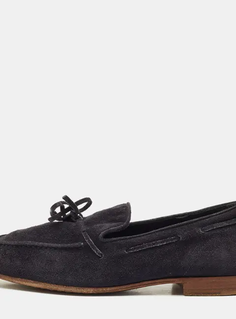 Tod's Navy Blue Suede Penny Penny Loafers Size 39.5