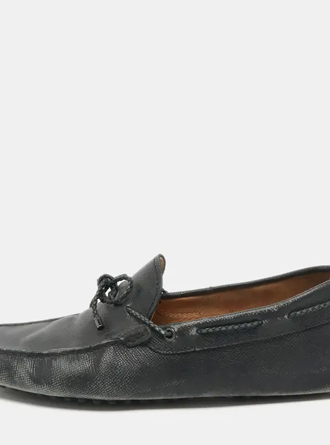 Tod's Black Leather Gommino Loafers Size 43