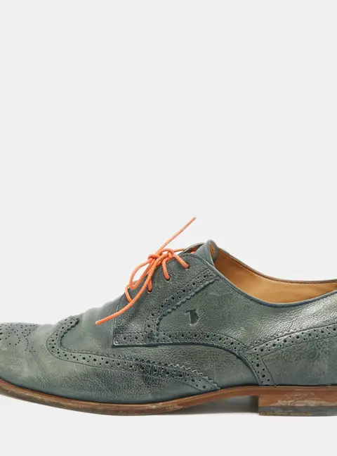 Tod's Green Leather Lace Up Brogues Size 44.5