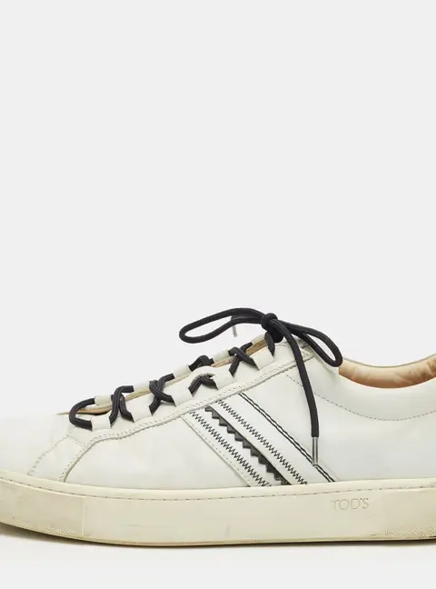 Tod's White Leather Low Top Sneakers Size 45